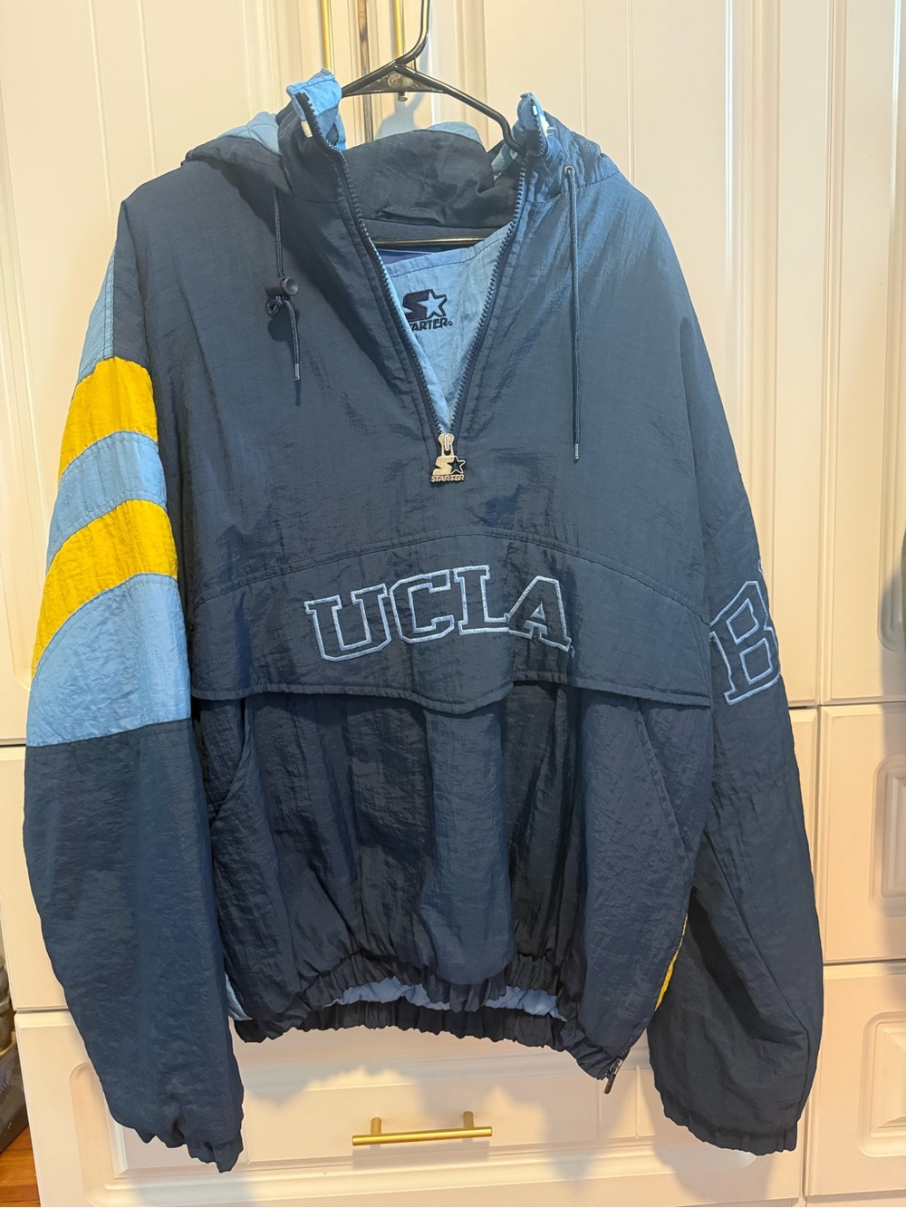 STARTER UCLA Navy Windbreaker Jacket with Blue and Yellow Accents